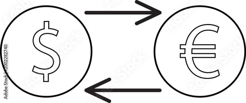 Currency Exchange Icon with Dollar and Euro Symbols
