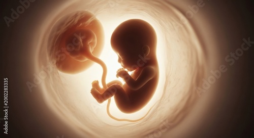 A fetus developing inside the womb, showing the miracle of life and the stages of human development.