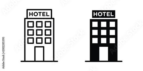 Foto hotel icon line and flat vector collection for ui, ux designs
