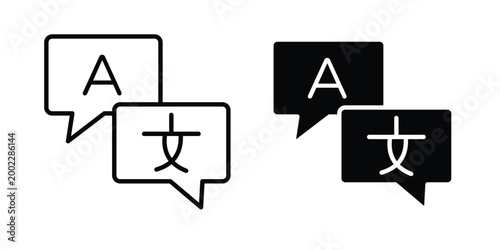 Obraz na plátně Language icon line and flat vector collection for ui, ux designs