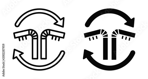 Recycling drinking straw icon set with circular arrows representing reusable materials eco friendly plastic reduction sustainable waste management symbol design