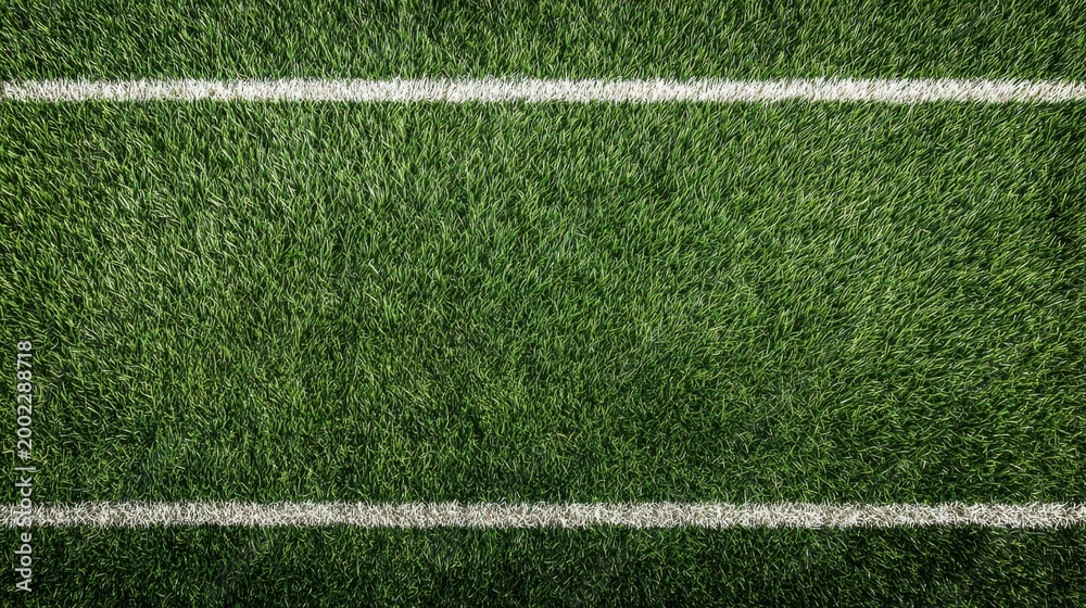 Fototapeta premium Green artificial turf grass field with white lines