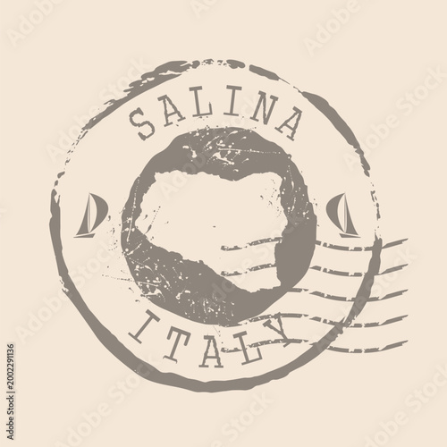 Stamp Postal of Salina island of Italy. Map Silhouette rubber Seal.  Design Retro Travel. Seal  Map of Salina island grunge  for your design. Sicily.  Italy. EPS10