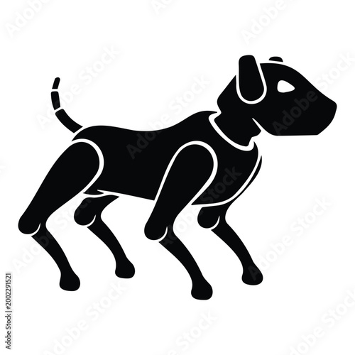 Robotic dog toy icon showing mechanical pet in motion pose vector illustration design art.