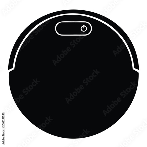 Robotic vacuum cleaner smart home appliance for automatic floor cleaning vector silhouette icon.