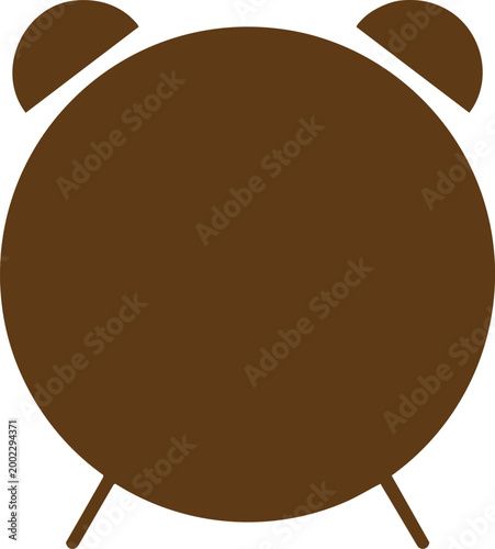 Brown analog alarm clock with two bells on a white background