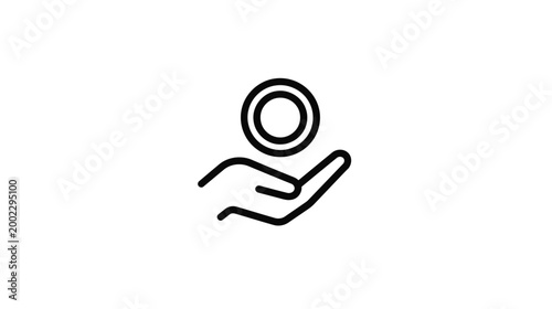 An open palm presents a single circular coin, signifying a monetary transaction or financial exchange.