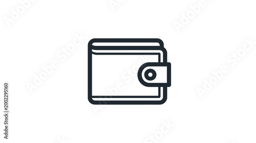 An animated outline icon of a modern wallet with a distinctive color accent on its clasp, subtly opening and closing to signify transactions.