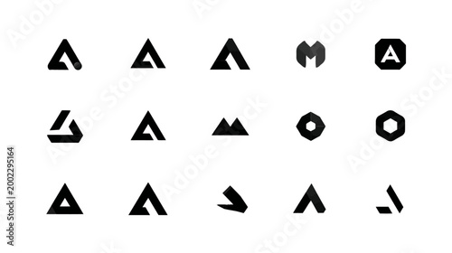 Free Download Collection of modern abstract geometric letter A shapes, triangles, and minimalist design elements for branding and corporate identity - GFXLoad