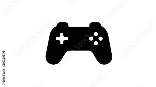 A simplified black silhouette of a modern video game controller featuring essential buttons.