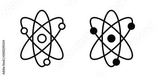 atom sign clipart and line art versions on white background