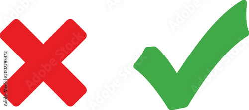 Red cross and green tick Vector