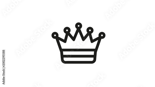 A regal and elegant black outline icon of a crown, symbolizing royalty and achievement on a white background.