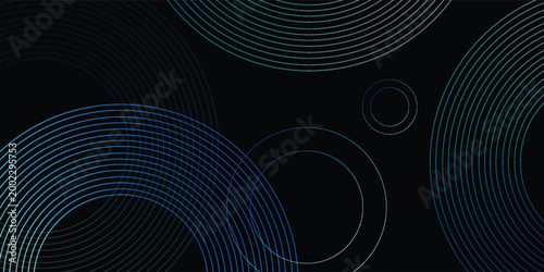 Abstract dark blue geometric background with elegant glowing circular lines and tech elements. Futuristic professional design perfect for cyber security branding and digital interfaces.