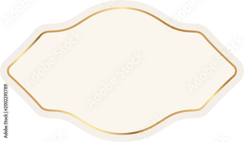 Decorative gold label frame for luxury badge and sticker design. Ramadan vintage badge template. Islamic vector design element with ornamental golden pattern frame