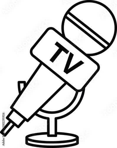 Tv news microphone icon Vector