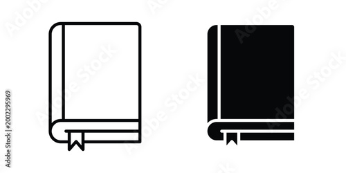 Book icon clipart and line art versions on white background