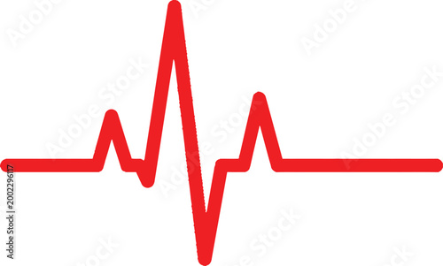 Red heart beat pulse line Vector