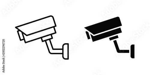 CCTV icon clipart and line art versions on white background
