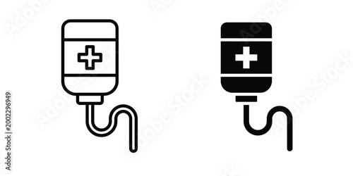 Chemotherapy icon clipart and line art versions on white background