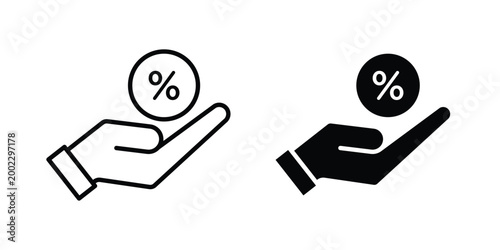 Commissions icon clipart and line art versions on white background