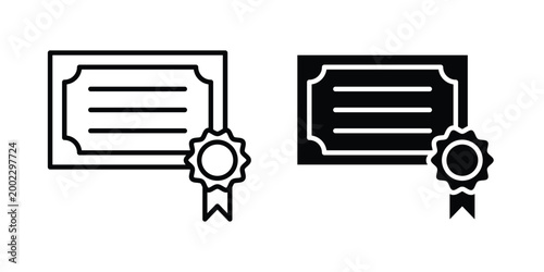Diploma icon clipart and line art versions on white background
