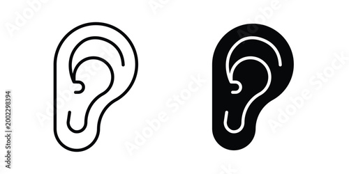 Ear icon clipart and line art versions on white background
