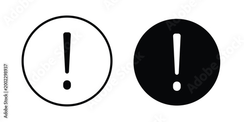 Exclamation icon clipart and line art versions on white background