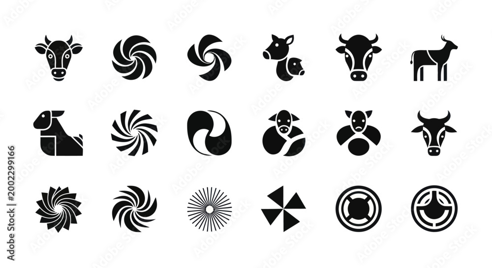Fototapeta premium Abstract geometric animal icons collection