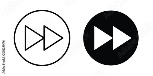 Fast forward icon clipart and line art versions on white background