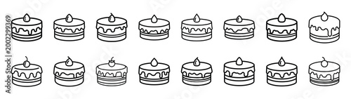 whole cake fast food silhouette icon set