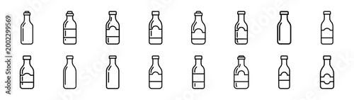 bottle fast food silhouette icon set
