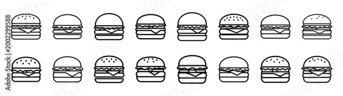 burger fast food silhouette icon set