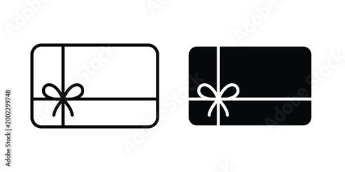 Cuadro en lienzo Gift card icon clipart and line art versions on white background