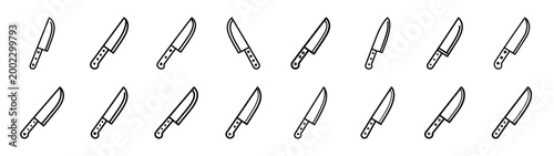 chef knife fast food silhouette icon set