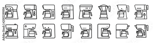 coffee maker fast food silhouette icon set