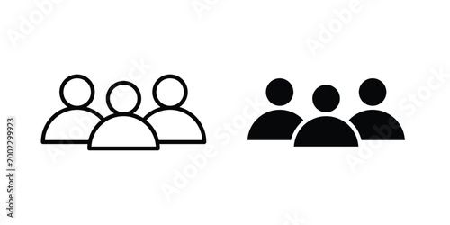 Group icon clipart and line art versions on white background