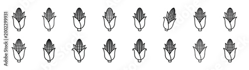 corn cob fast food silhouette icon set