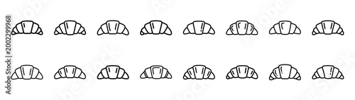 croissant fast food silhouette icon set