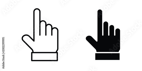 Hand pointer icon clipart and line art versions on white background