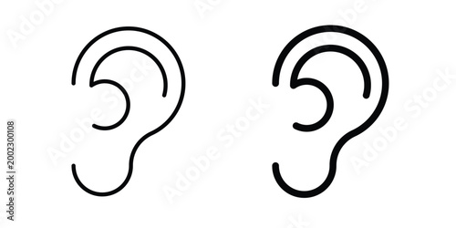 Hearing icon clipart and line art versions on white background