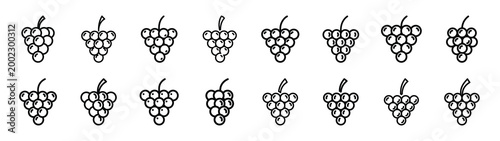 grapes fast food silhouette icon set