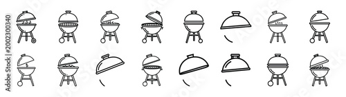 grill barbecue fast food silhouette icon set