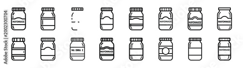mayonnaise jar fast food silhouette icon set