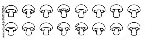 mushroom fast food silhouette icon set