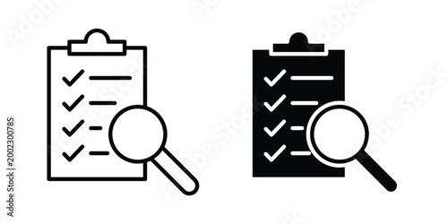 Inspection icon clipart and line art versions on white background