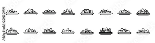 nachos plate fast food silhouette icon set