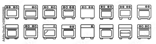 oven fast food silhouette icon set