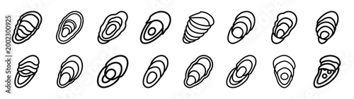 oyster fast food silhouette icon set