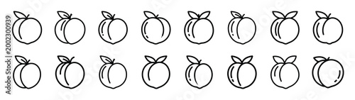 peach fast food silhouette icon set